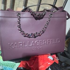 Karl Lagerfeld Purple Chain Tote Bag